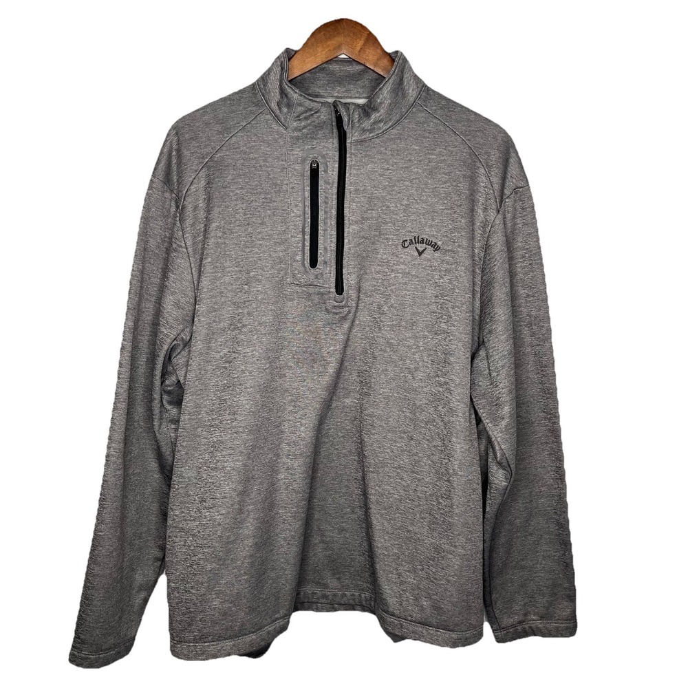 Callaway Men's XL Gray 1/4 Zip Pullover Pockets Mock Neck Golf Comfort Resort